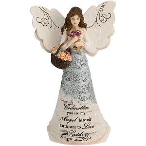 Pavilion Gift Company - Godmother - 6" Angel with Basket of Flowers - Decorative Objects - 1 of 4