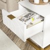 Modern 2-Drawer Nightstand - Wooden Bedside Table w/Metal Legs, Large Storage End Table for Bedroom - 2 of 4