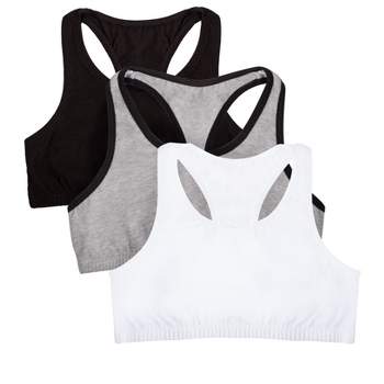 Fruit of the Loom Girls Cotton Stretch Sports Bra, 3-Pack Sizes 28-40