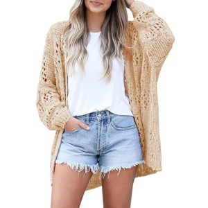 Womens Crochet Knit Cardigan Loose Fit Lightweight Cardigan All Season Cardigan Plus Size Cardigan S-5XL - 1 of 3