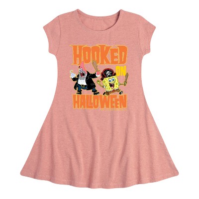 Girls' - SpongeBob SquarePants - Hooked On Halloween Fit & Flair Cap Sleeve Dress