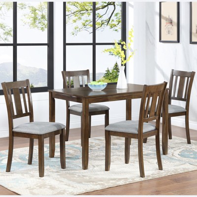 Aukfa Set of 4 Wooden Dining Chairs – Upholstered Padded Seat, Modern Kitchen & Dining Room Side Chairs