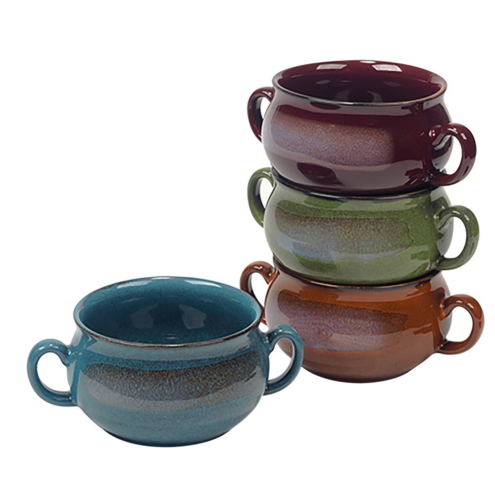 Certified International 24oz (Set of 4) Stoneware Reactive Glaze Soup Crocks