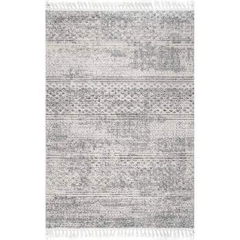 nuLOOM Ashton Shaggy Contemporary Abstract Tassel Area Rug, 8' 10 x 12', Beige