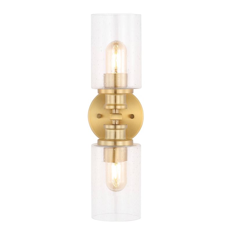 16.5&#34; LED 2-Light Jules Edison Cylinder Iron/Seeded Glass Contemporary Wall Light Brass Gold - JONATHAN Y, 4 of 8