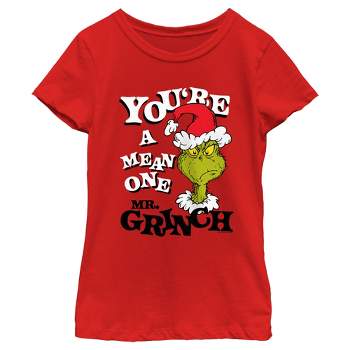 Girl's Dr. Seuss Christmas The Grinch You're a Mean One Portrait T-Shirt