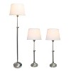 Set of 3 Adjustable Lamp Set (2 Table Lamps and 1 Floor Lamp) Metallic Silver/White - Lalia Home: UL Listed, Cotton Shades - 2 of 4