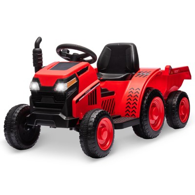 6V Kids Ride on Tractor with Trailer, Electric Tractor for Kids with Horn