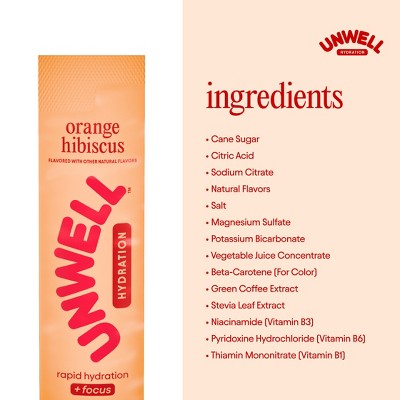 Unwell Hydration Electrolyte Stick Pack for Rapid Hydration - Orange Hibiscus - 8pk