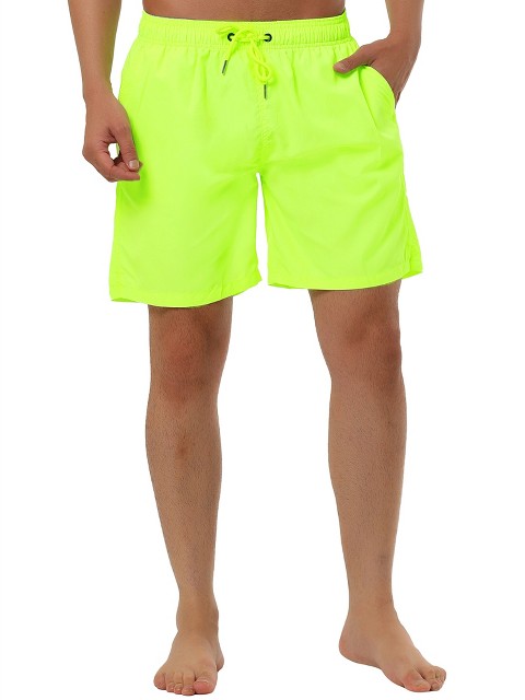 TATT 21 Men's Summer Casual Beach Drawstring Surfing Mesh Lining Board Shorts Yellow 28