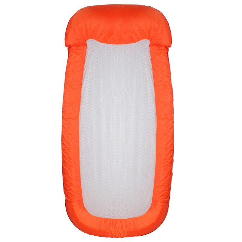 Pool Central 72.5" Classic Rectangular Inflatable 1-Person Swimming Pool Lounge Float - Orange/White, 1 of 4