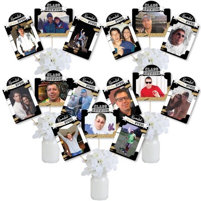 Big Dot of Happiness Reunited - School Class Reunion Party Picture Centerpiece Sticks - Photo Table Toppers - 15 Pieces