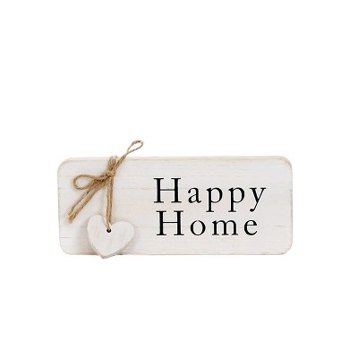 VIP Wood 10 in. White Happy Home Sign