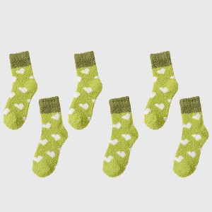 Anna-Kaci Women's 6pk Fuzzy Heart Socks - Plush Mid-Calf Socks for Cozy Lounging & Casual Wear - 1 of 3