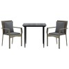 vidaXL 3 Piece Patio Dining Set with Cushions Black and Gray Poly Rattan - 3 of 4