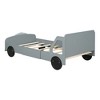 NicBex Twin/Full Size Car-Shaped Platform Bed Frame with Wheels for Boys,Solid Wood Slats Support,No Box Spring Needed,Easy Assembly,Blue/Gray/White - 4 of 4