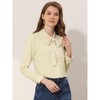 INSPIRE CHIC Women's Tie Neck Contrast Color Button Down Long Sleeves Shirt - 2 of 4