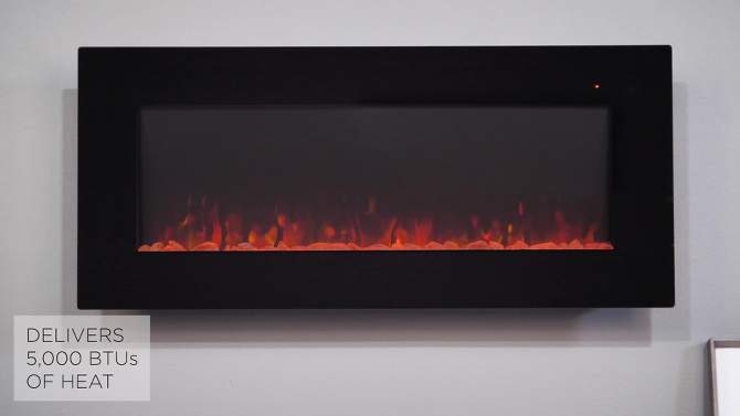 Real Flame 40&#34; Corretto Wall Hung Electric Fireplace Black, 2 of 10, play video