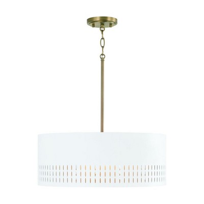 Capital Lighting Dash 3 - Light Pendant in  Aged Brass/White