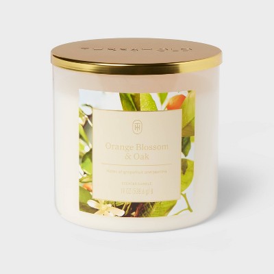 3-Wick Glass Jar Candle with Lid Orange Blossom and Oak 19oz - Threshold™
