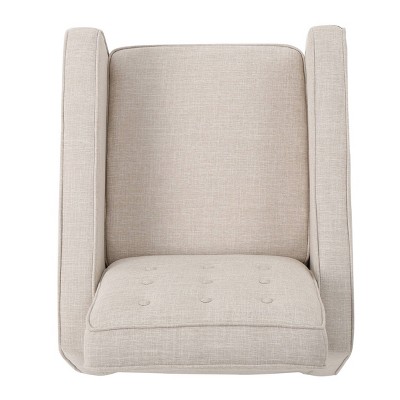 Cream Floral Mid-Century Modern Tufted Fabric Recliner