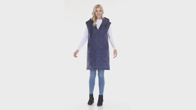 Women's Long Diamond Quilted Jacket - S.E.B. By SEBBY Black Small