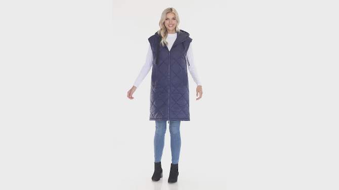Women's Diamond Quilted Hooded Puffer Vest - White Mark, 2 of 8, play video