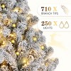 6FT Christmas Tree, Prelit Artificial Christmas Tree w/250 Warm White Lights, Flocked Material, Metal Hinges, Foldable Stand, on/Off Foot Pedal - 3 of 4