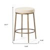 HomeRoots 26" Ivory and Antiqued Brass Fabric and Metal Backless Counter Height Bar Chair - 3 of 4