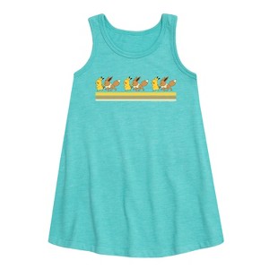 - Pokémon - Pikachu Eevee Retro Stripe Graphic Sleeveless Aline Dress - 1 of 3