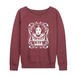 Women's - Star Wars - Princess Leia Art Nouveau Lightweight French Terry Wide Neck Long Sleeve Shirt - 1 of 4