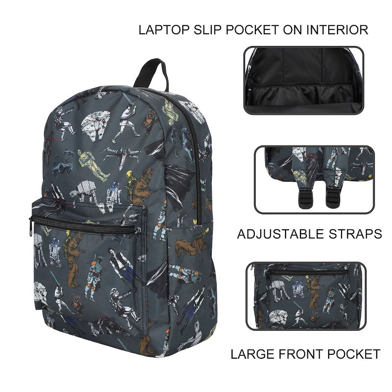 Star Wars Multi Character AOP Adult 17" Laptop Backpack, 4 of 8