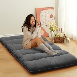 Japanese Floor Futon Mattress - Thick Tatami Sleeping Pad for Twin/Full/Queen, Portable Lounger Bed - 1 of 4