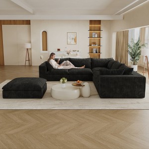Whisen Cloud Sofa, Corduroy Fabric, Deep Seat Couche - 1 of 4
