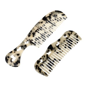 Unique Bargains Women's Heart Style Handheld Wide Tooth Comb 2 Pcs - 1 of 4