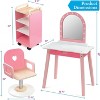 SVAN Pretend Hair Salon Wooden Play Set - Full Vanity Mirror Playset w Chair & Rolling Cart- Includes Blow Dryer, Brush, Styling, Cutting Tools & More - 2 of 4