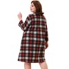 Women's Plus Size Comfortable Plaid V-Neck Lounge Nightgowns - Agnes Orinda - 4 of 4
