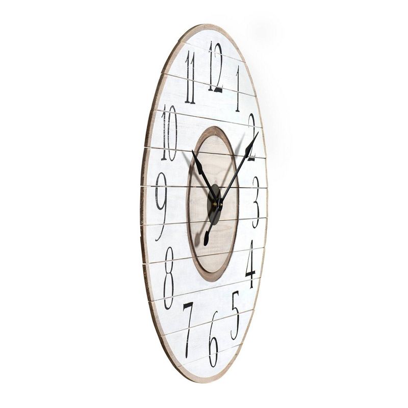 36&#34; Round Distressed Wood Slat Clock White - Storied Home, 4 of 9