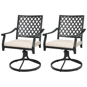 Tangkula 2/4 PCS Patio Swivel Dining Chairs Kitchen Garden Metal Armchairs w/Cushions - 1 of 4