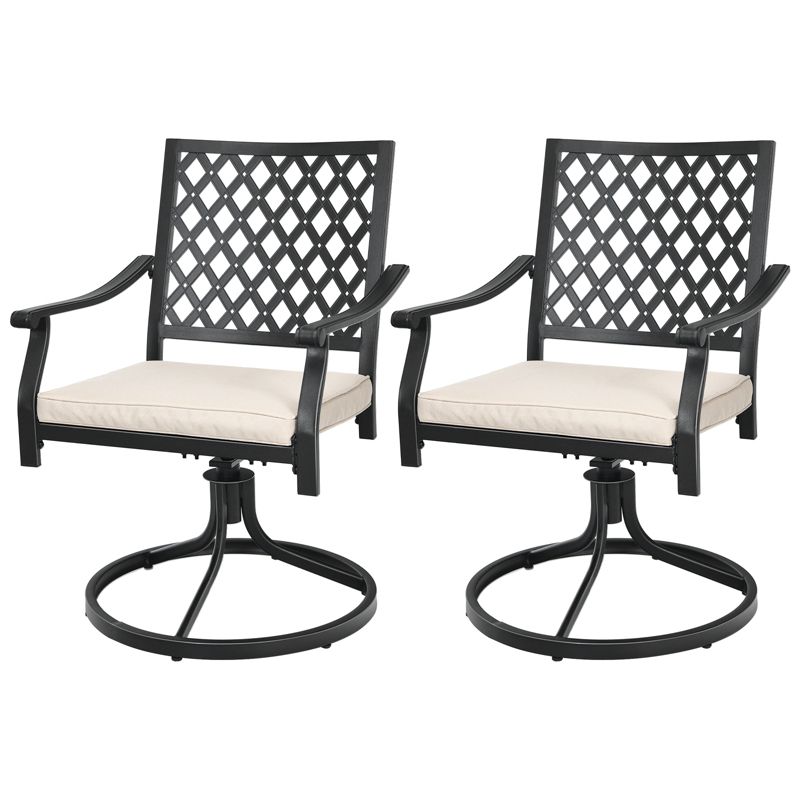 Tangkula 2/4 PCS Patio Swivel Dining Chairs Kitchen Garden Metal Armchairs w/Cushions, 1 of 7