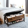 Costway Shoe Bench Padded Bench with Storage Box and Shoe Shelf Rustic Brown - 4 of 4