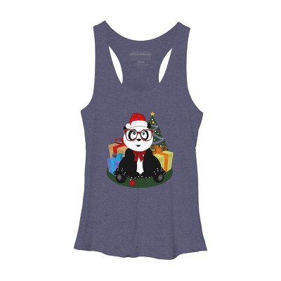 Women's Design By Humans Christmas - Panda Nerd By Adamzworld Racerback Tank Top