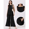Allegra K Women's Casual Sleeveless Tunic Top with Elastic Waist Wide Leg Pants 2-Pieced Suit Set - 2 of 4