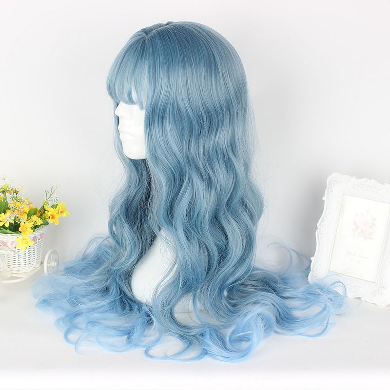 Unique Bargains Curly Women's Wigs 26" Blue with Wig Cap, 3 of 7