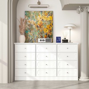 Famapy 12 Drawer Bedroom Chest of Drawers Horizontal Dresser Side Table White - 1 of 4