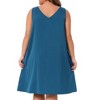 Women's Plus Size Satin Pleated Wide Strap V Neck Sleeveless Lounge Soft Midi Nightgowns - Agnes Orinda - 4 of 4