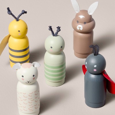 Beechwood Spring Animal Peg Pals Figurine Set, 6-Piece