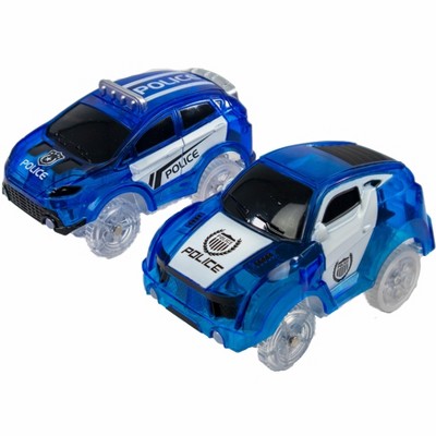 5 Star Super Deals 2 Magic Turbo Police Pursuit Race Cars w/ 5 LEDS - Vehicles For Twister Flexible Glow In the Dark Race Car Track Sets