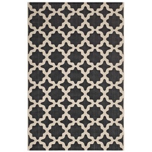 Modway Cerelia Moroccan Trellis 8x10 Indoor and Outdoor In Black and Beige - 1 of 4