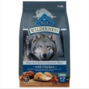 Blue Buffalo Wilderness High Protein Natural Adult Dry Dog Food plus Wholesome Grains with Chicken - 13lbs - 1 of 4